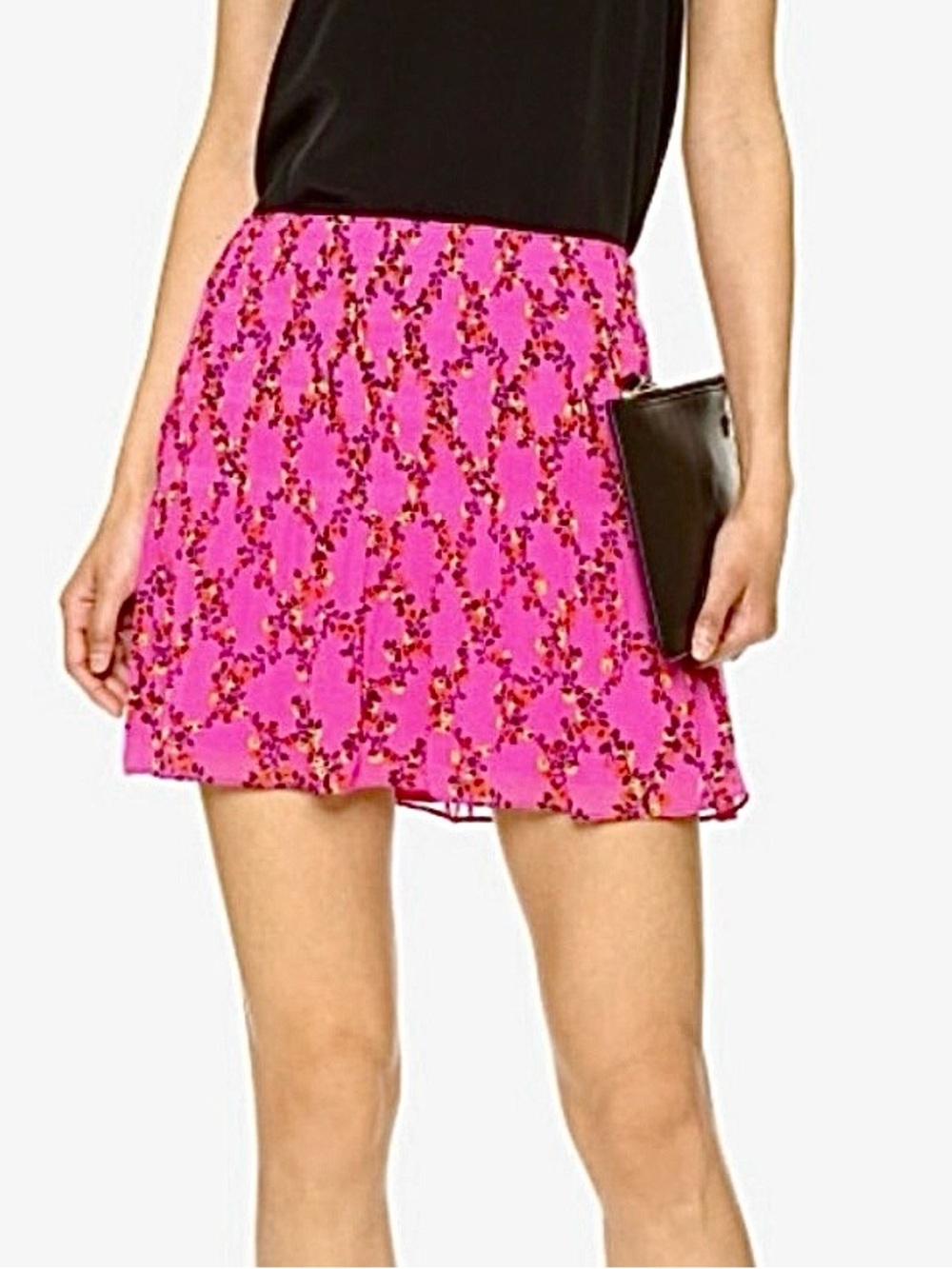 Diane Von Furstenberg DVF Tayte Chiffon Pink Floral Flowy Mini Skirt